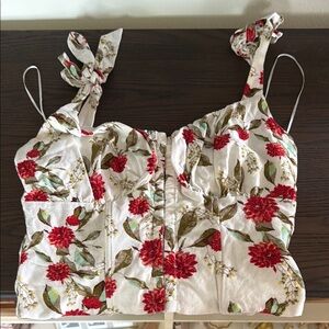 Anthropologie Eri + Ali floral white and red top women’s
